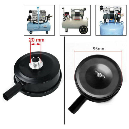 2 PCS Compressor Male Threaded 20mm Air Intake Silencer Filter Black Metal Shell - Aimall