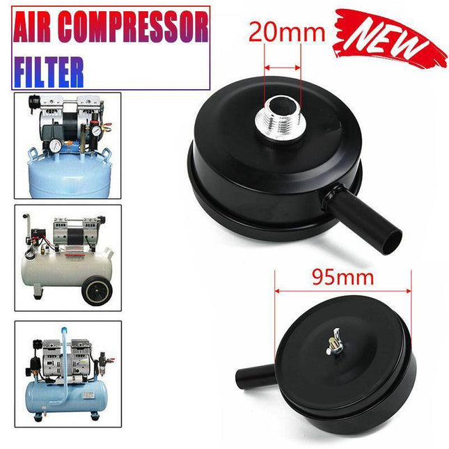2 PCS Compressor Male Threaded 20mm Air Intake Silencer Filter Black Metal Shell - Aimall