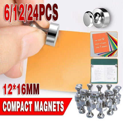 6/12/24PCS Strong Fridge Magnets Neodymium Magnetic Crafts Whiteboard Push Pins - Aimall