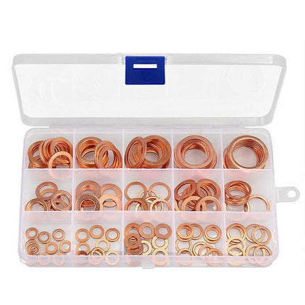 280PCS 12 Sizes Solid Copper Washers Sump Plug Seal Set Assorted Kit with Box AU - Aimall