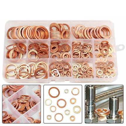280PCS 12 Sizes Solid Copper Washers Sump Plug Seal Set Assorted Kit with Box AU - Aimall