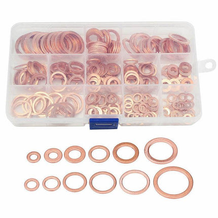 280PCS 12 Sizes Solid Copper Washers Sump Plug Seal Set Assorted Kit with Box AU - Aimall
