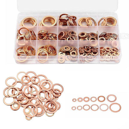 280PCS 12 Sizes Solid Copper Washers Sump Plug Seal Set Assorted Kit with Box AU - Aimall