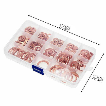 280PCS 12 Sizes Solid Copper Washers Sump Plug Seal Set Assorted Kit with Box AU - Aimall