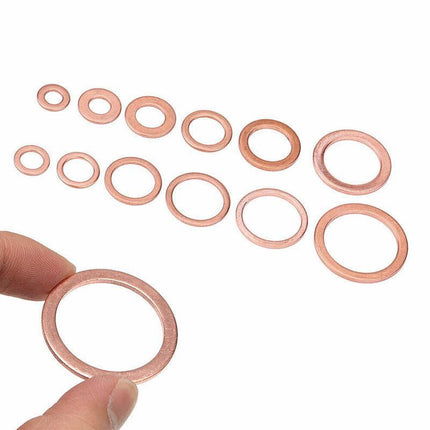 280PCS 12 Sizes Solid Copper Washers Sump Plug Seal Set Assorted Kit with Box AU - Aimall