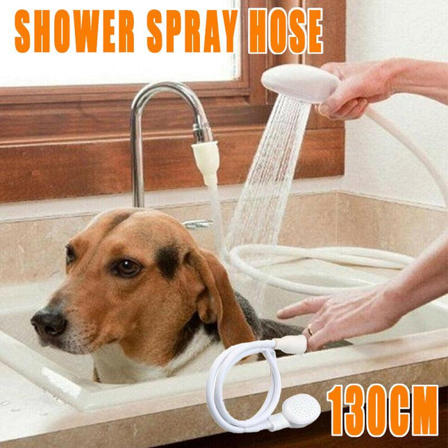 Pet Shower Spray Hose Single Tap Sink Bath Washing Holder Dog Head Attachment - Aimall