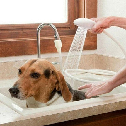 Pet Shower Spray Hose Single Tap Sink Bath Washing Holder Dog Head Attachment - Aimall