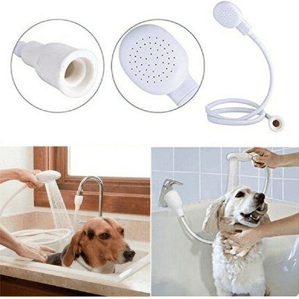Pet Shower Spray Hose Single Tap Sink Bath Washing Holder Dog Head Attachment - Aimall