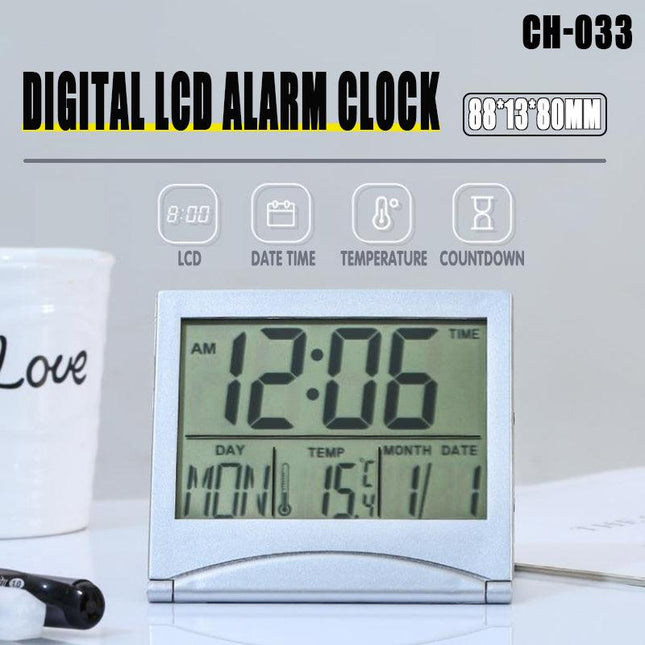 Desk Digital LCD Alarm Clock Arabic Nums Time Calendar Temperature Thermometer - Aimall