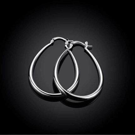 Stunning 925 Sterling Silver Filled SP Large Oval Hoop Huggie Earrings AU Stock - Aimall