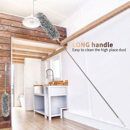 DUSTER EXTENDABLE MICROFIBRE TELESCOPE STAINLES STEAL POLE LONG CLEANING Duster - Aimall