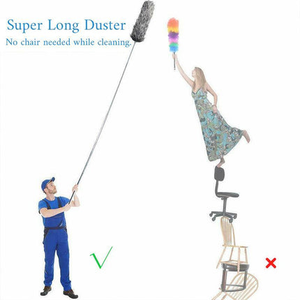 DUSTER EXTENDABLE MICROFIBRE TELESCOPE STAINLES STEAL POLE LONG CLEANING Duster - Aimall