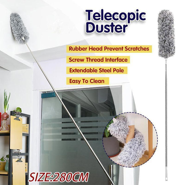 DUSTER EXTENDABLE MICROFIBRE TELESCOPE STAINLES STEAL POLE LONG CLEANING Duster - Aimall