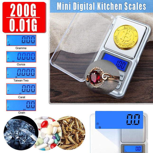 Pocket Mini Digital Kitchen Scales Jewellery Electronic Herbs - 0.01g to 200g AU - Aimall