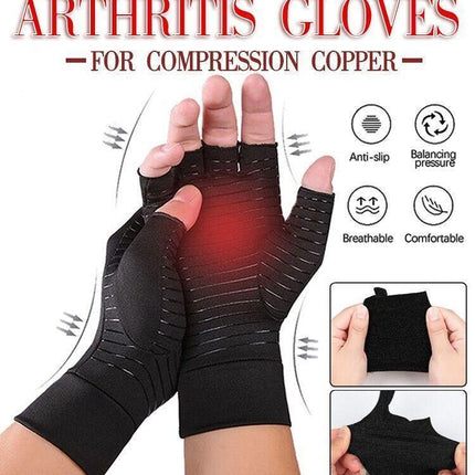 Compression Copper Arthritis Gloves Hand Wrist Brace Finger Pain Relief Support - Aimall