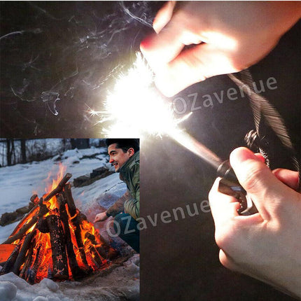 Flint Rod Camping Hiking Survival Metal Fire Starter Lighter FULL Magnesium Rod - Aimall