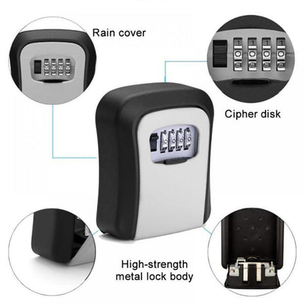 Wall Mounted High Security Steel Storage 4 Digit Key Box With Combination Lock - Aimall