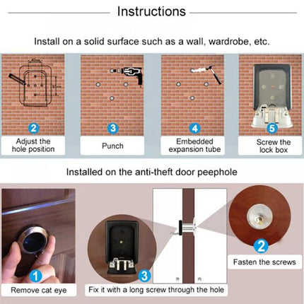 Wall Mounted High Security Steel Storage 4 Digit Key Box With Combination Lock - Aimall