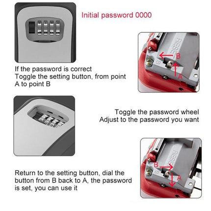Wall Mounted High Security Steel Storage 4 Digit Key Box With Combination Lock - Aimall