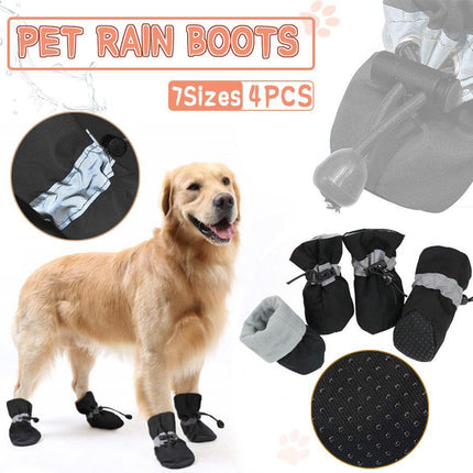 Set Anti Slip Waterproof Protective Dog Shoes Rain Boots Pet Socks Booties 4Pcs - Aimall