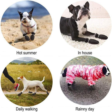Set Anti Slip Waterproof Protective Dog Shoes Rain Boots Pet Socks Booties 4Pcs - Aimall