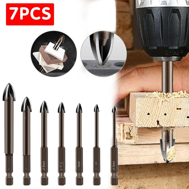 7PCS Efficient Universal Drilling Tool Multifunctional Cross Alloy Drill Bit AU - Aimall