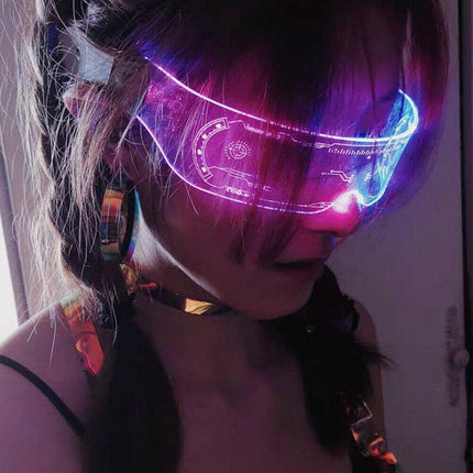 Luminous Glasses LED Light Up Visor Eyeglasses for Costume Neon DJ New Year AU - Aimall