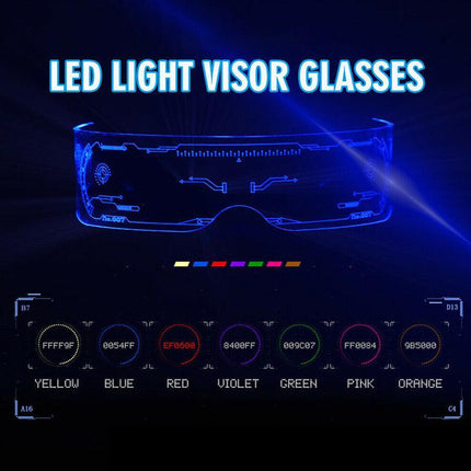 Luminous Glasses LED Light Up Visor Eyeglasses for Costume Neon DJ New Year AU - Aimall