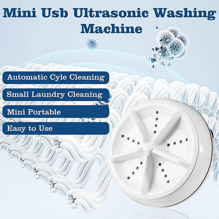 Ultrasonic Portable Washing Machine Mini Turbine Washer USB For Travel Camping - Aimall