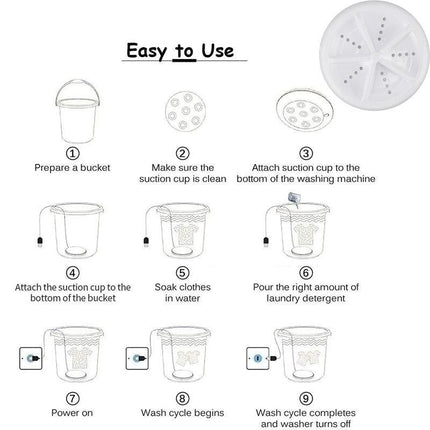 Ultrasonic Portable Washing Machine Mini Turbine Washer USB For Travel Camping - Aimall