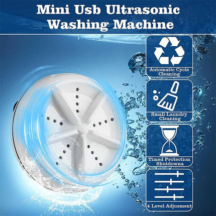 Ultrasonic Portable Washing Machine Mini Turbine Washer USB For Travel Camping - Aimall