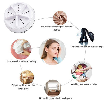 Ultrasonic Portable Washing Machine Mini Turbine Washer USB For Travel Camping - Aimall