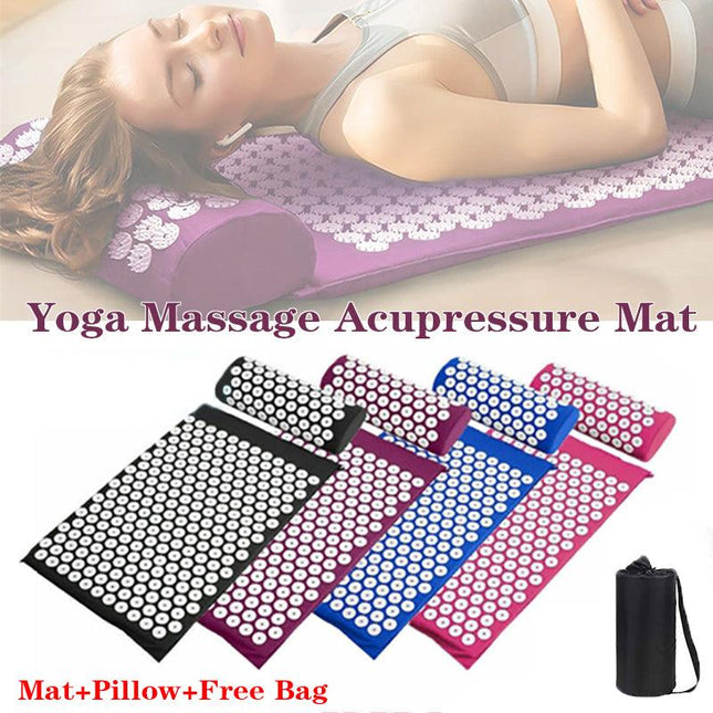 Acupressure Mat Yoga Massage Shakti Sit Lying Mats Pillow Pain Stress Pain Relax - Aimall