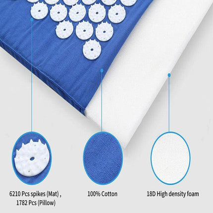 Acupressure Mat Yoga Massage Shakti Sit Lying Mats Pillow Pain Stress Pain Relax - Aimall