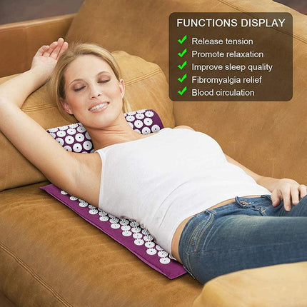 Acupressure Mat Yoga Massage Shakti Sit Lying Mats Pillow Pain Stress Pain Relax - Aimall