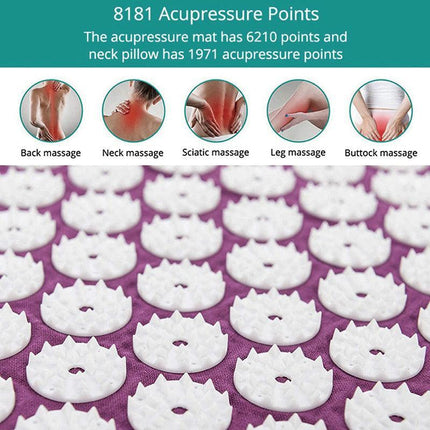 Acupressure Mat Yoga Massage Shakti Sit Lying Mats Pillow Pain Stress Pain Relax - Aimall