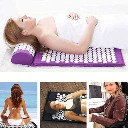 Acupressure Mat Yoga Massage Shakti Sit Lying Mats Pillow Pain Stress Pain Relax - Aimall