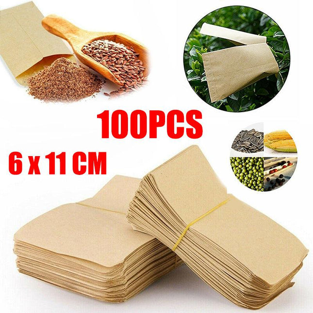 100Pcs Kraft Paper Seed Packets Garden Home Storage Bags Mini Envelopes 6x11cmAU - Aimall
