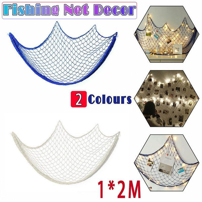 Fishing Net Decor DIY Beige/Blue Nautical Decorative Beach Mediterranean Party - Aimall