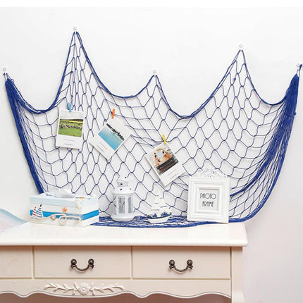 Fishing Net Decor DIY Beige/Blue Nautical Decorative Beach Mediterranean Party - Aimall