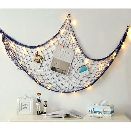Fishing Net Decor DIY Beige/Blue Nautical Decorative Beach Mediterranean Party - Aimall