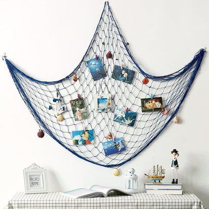Fishing Net Decor DIY Beige/Blue Nautical Decorative Beach Mediterranean Party - Aimall