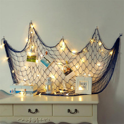 Fishing Net Decor DIY Beige/Blue Nautical Decorative Beach Mediterranean Party - Aimall