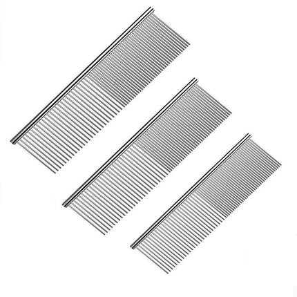 Stainless Steel Teeth Metal Comb Brush Pet Cat Dog Hair Grooming Trimmer Round - Aimall