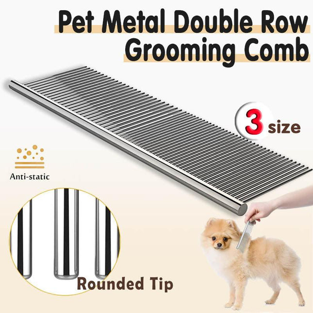 Stainless Steel Teeth Metal Comb Brush Pet Cat Dog Hair Grooming Trimmer Round - Aimall