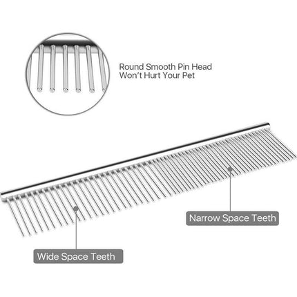 Stainless Steel Teeth Metal Comb Brush Pet Cat Dog Hair Grooming Trimmer Round - Aimall