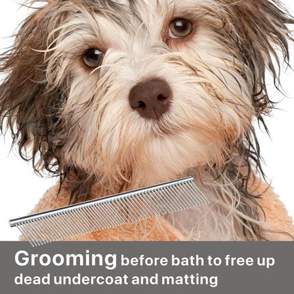 Stainless Steel Teeth Metal Comb Brush Pet Cat Dog Hair Grooming Trimmer Round - Aimall