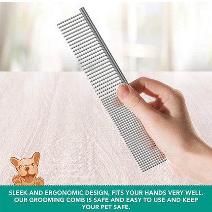 Stainless Steel Teeth Metal Comb Brush Pet Cat Dog Hair Grooming Trimmer Round - Aimall