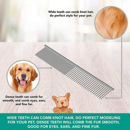 Stainless Steel Teeth Metal Comb Brush Pet Cat Dog Hair Grooming Trimmer Round - Aimall