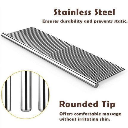 Stainless Steel Teeth Metal Comb Brush Pet Cat Dog Hair Grooming Trimmer Round - Aimall